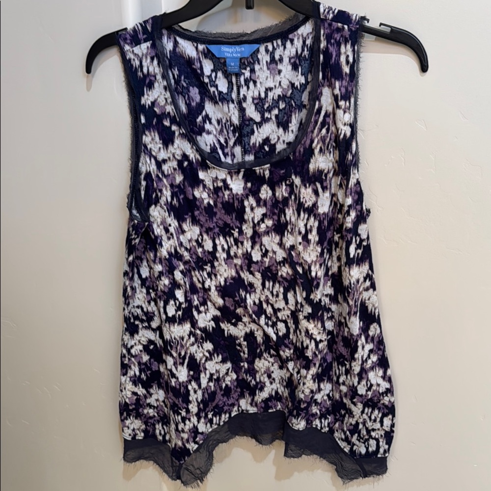 Simply Vera Wang Abstract Purple and Black Tank Top